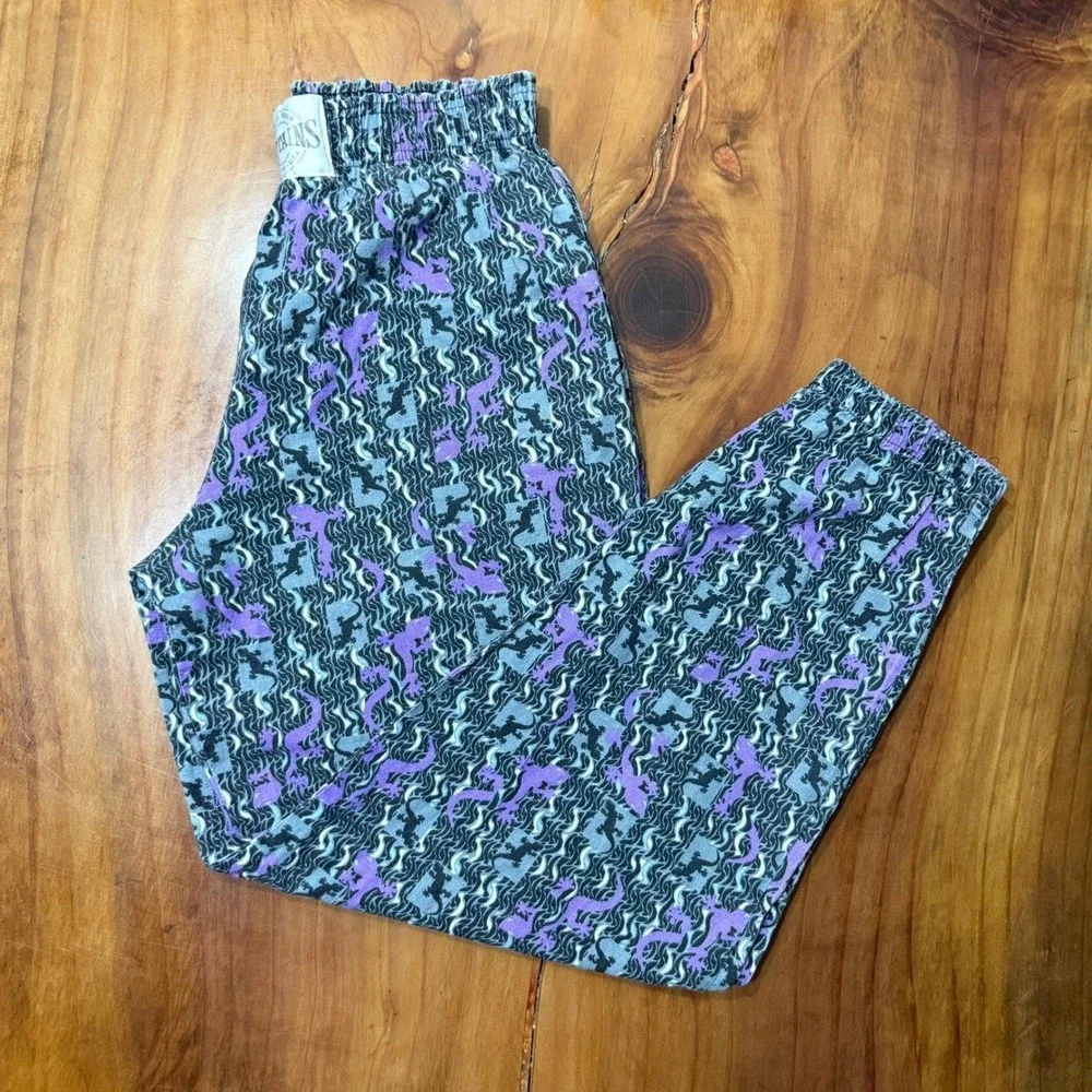 Vintage World Tour Captains Mens Gekko Jogger Pants Lizard Print Cotton 80s HH25